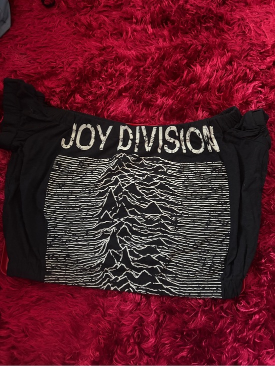 Joy Division Tops - Joy Division Black Off-Shoulder Crop Top - Band Graphic